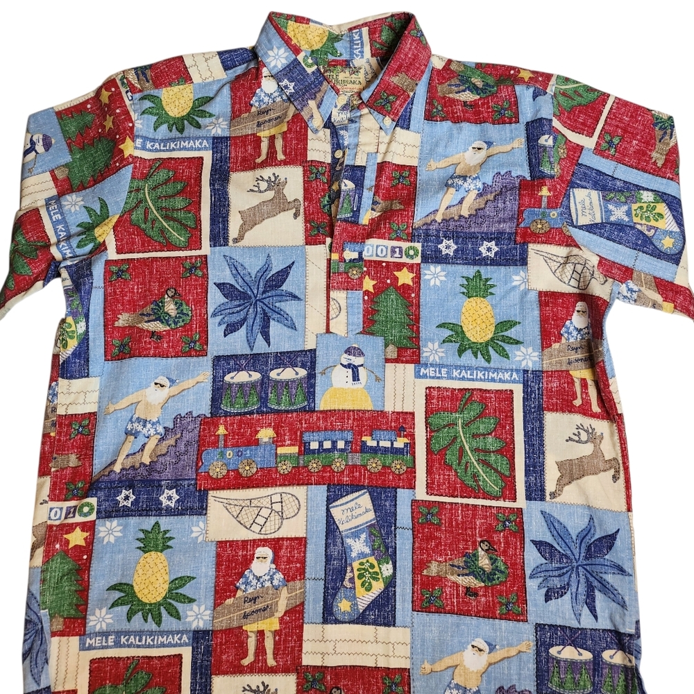 Rare Vintage 2001 Reyn Spooner Christmas Santa Shirt Hawaii Mela Kalikimaka XXL